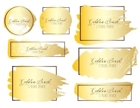 Set of brush stroke frame, Gold grunge brush strokes. Vector illustration.. Stock Illustration