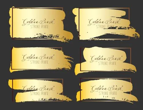 Set of brush stroke frame, Gold grunge brush strokes. Vector illustration.. Stock Illustration