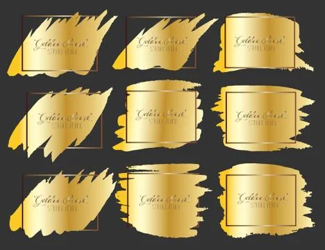Set of brush stroke frame, Gold grunge brush strokes. Vector illustration.. Stock Illustration