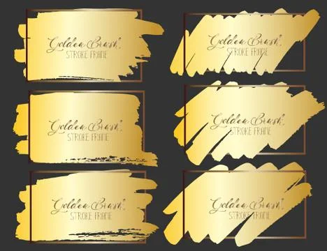 Set of brush stroke frame, Gold grunge brush strokes. Vector illustration.. Stock Illustration