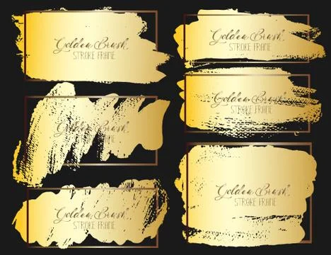 Set of brush stroke frame, Gold grunge brush strokes. Vector illustration.. Stock Illustration