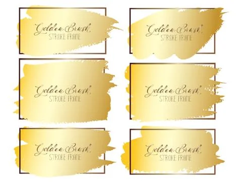 Set of brush stroke frame, Gold grunge brush strokes. Vector illustration.. Stock Illustration