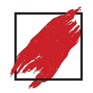 Set of brush stroke frame red black white yellow color with square frame Stock-Illustration