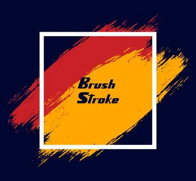 Set of brush stroke frame red black white yellow color with square frame Stock Illustration