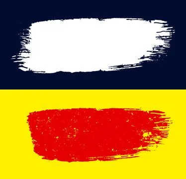 Set of brush stroke frame red black white yellow color with square frame Stock Illustration