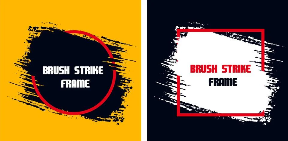 Set of brush stroke frame red black white yellow color with square frame Stock-Illustration