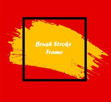 Set of brush stroke frame red black white yellow color with square frame Stock Illustration
