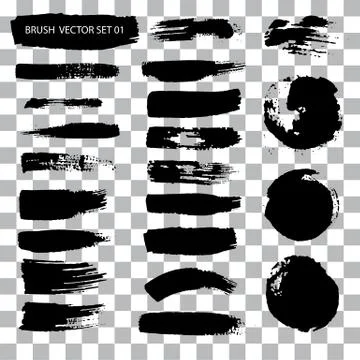 Set of brush stroke vector stains isolated Stock Illustration