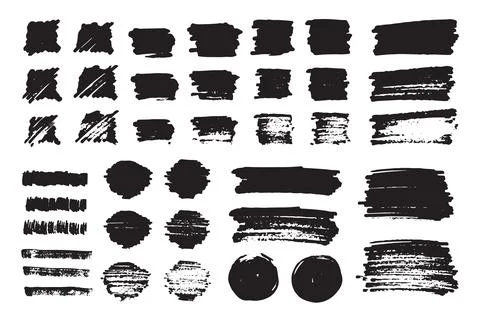 Set of brush strokes hand painted with black ink Illustrazione stock