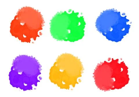 Set of brush strokes on white background. Collection of colored paint spots Stock Illustration