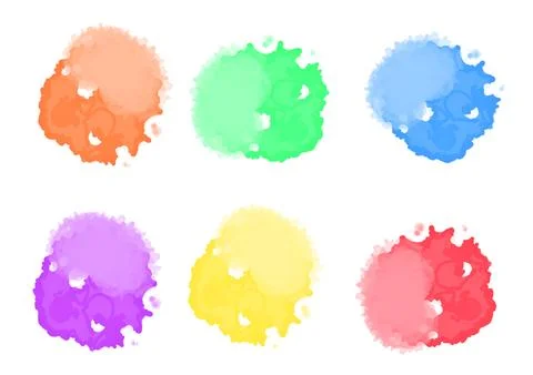 Set of brush strokes on white background. Collection of colored paint spots Stock Illustration