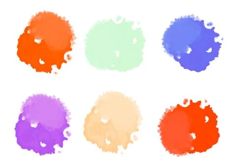 Set of brush strokes on white background. Collection of colored paint spots Stock Illustration