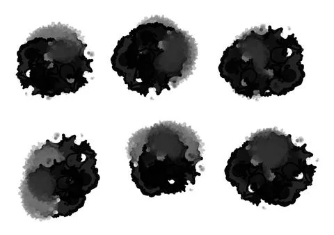 Set of brush strokes on white background. Collection of black paint spots Stock Illustration
