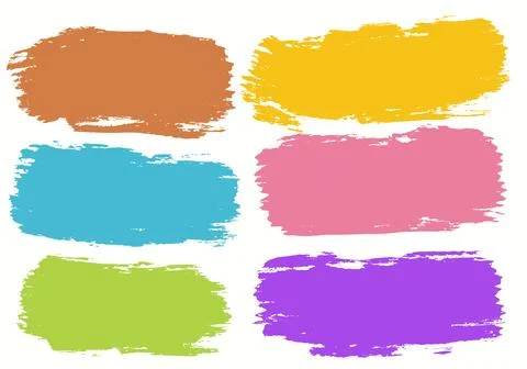Set of brush strokes on white background. Collection of colored brush strokes. Stock Illustration