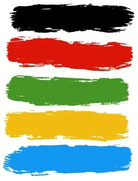 Set of brush strokes on white background. Collection of colored brush strokes. Stock Illustration