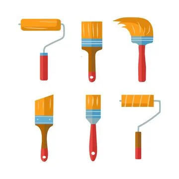 Set of brushes and rollers for coloring Stock Illustration