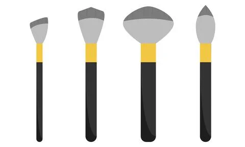 Set of brushes for applying makeup. Tools for cosmetics. Flat style. Vector. Stock Illustration