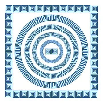 Set of brushes to create the Greek Meander patterns. Greek traditional bord.. Stock Illustration