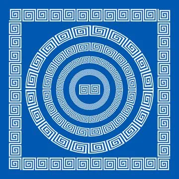 Set of brushes to create the Greek Meander patterns. Greek traditional bord.. Stock Illustration