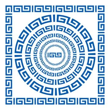 Set of brushes to create the Greek Meander patterns. Greek traditional bord.. Stock Illustration