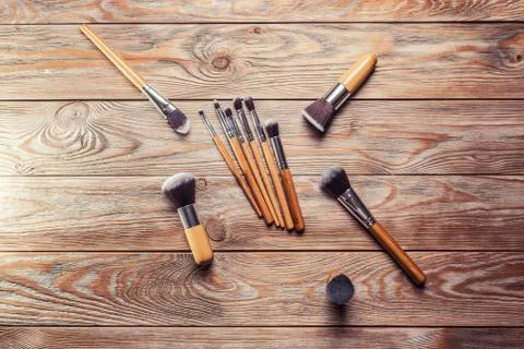 Set of brushes for makeup Stock Photos