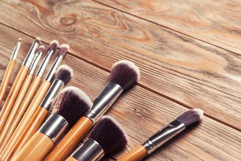 Set of brushes for makeup Stock Photos