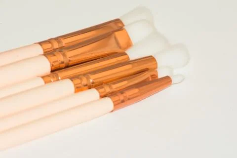 Set of brushes for makeup  on white background Stock Photos