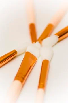 Set of brushes for makeup  on white background Stock Photos