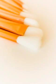 Set of brushes for makeup  on white background Stock Photos