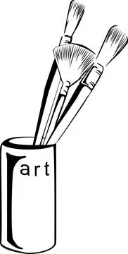 Set of brushes in a painting container Stock Illustration