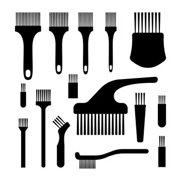 Set of Brushes Silhouette Vector Illustration Stock Illustration