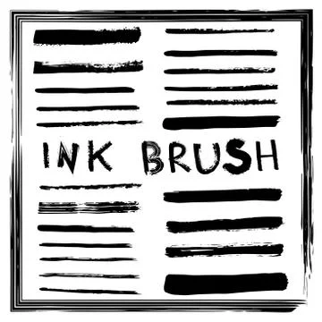 Set of brushes simulating ink Stock Illustration