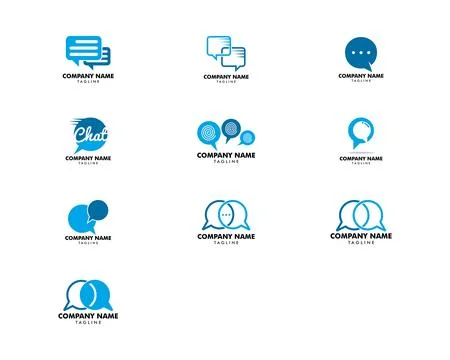 Set of Bubble Chat Concept Logo Design Template Illustrazione stock