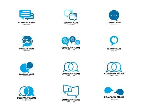 Set of Bubble Chat Concept Logo Design Template Illustrazione stock