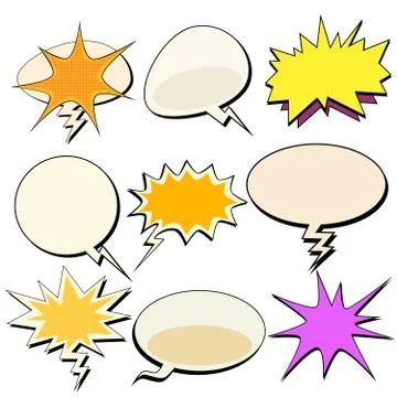 Set bubble comic book retro pop art background Stock Illustration