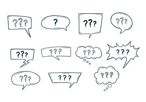 Set of bubble speak doodle with question mark symbol of confusion, comic bu.. Stock-Illustration