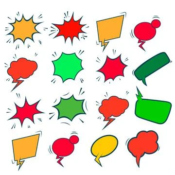 Set of bubble talk bubbles. Retro empty comic bubbles and elements set with.. Illustrazione stock