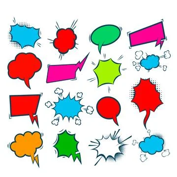 Set of bubble talk bubbles. Retro empty comic bubbles and elements set with.. Stock Illustration