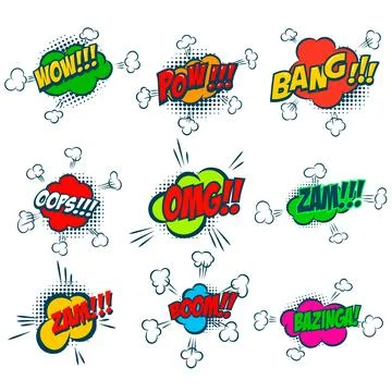 Set of bubble talk phrases. Comic style talk phrases. Chat clouds comments... 스톡 일러스트
