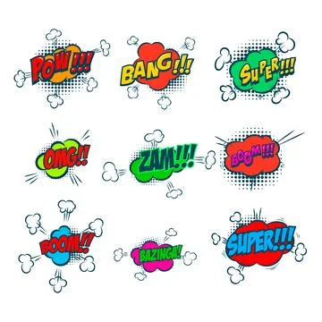 Set of bubble talk phrases. Comic style talk phrases. Chat clouds comments... Stock Illustration