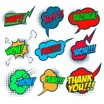 Set of bubble talk phrases. Comic style talk phrases. Chat clouds comments... 스톡 일러스트