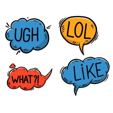 Set of bubble talk phrases. Hand drawn comic style talk phrases. Chat cloud.. 스톡 일러스트