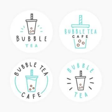 Set of bubble tea badges. Stock Illustration