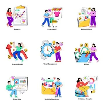 Set of Bubbles Flat Illustrations Stock Illustration
