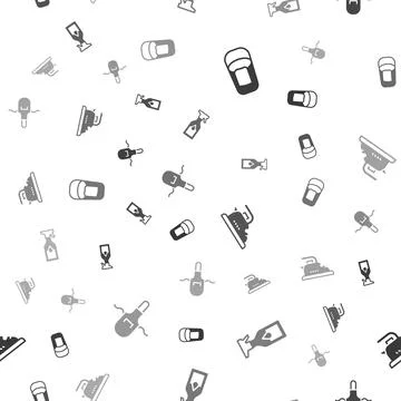 Set Bucket with rag, Cleaning spray bottle, Electric iron and Kitchen apron on Stock Illustration