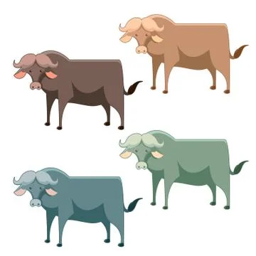 Set of buffalo Stock Illustration