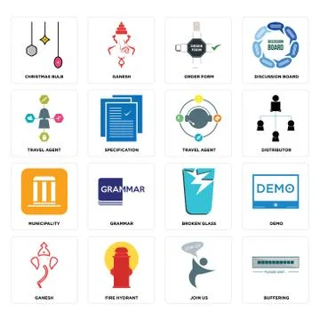 Set of buffering, join us, ganesh, broken glass, municipality, travel agent,  Free Stock Illustration