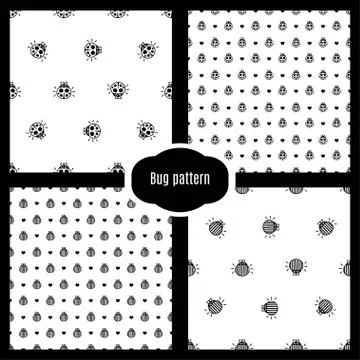 Set bug seamless vector pattern Illustrazione stock