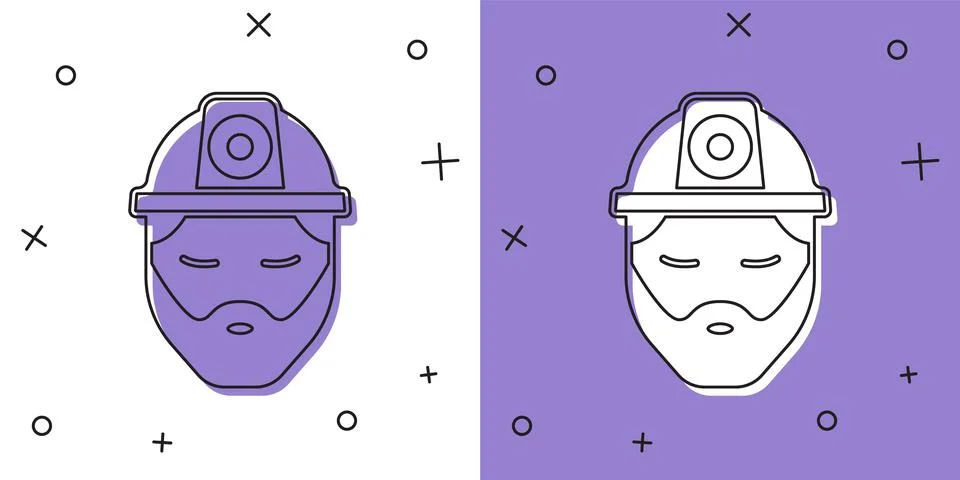 Set Builder icon isolated on white and purple background. Construction worker Stock Illustration