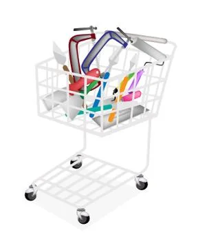 A Set of Builder Tools in Shopping Cart Stock Illustration